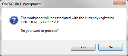 Screen capture asking if you want to proceed with changing the association of the workpaper.